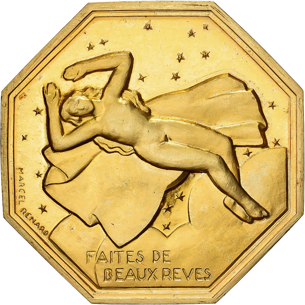 Francja, Token, Amour et Mariage, Voeux, Pokryty brązem, Marcel Renard, MS(63)