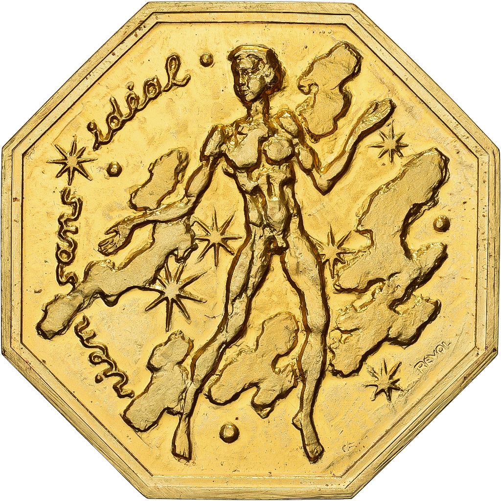 França, Token, Amour et Mariage, Voeux, Bronze Dourado, Revol, MS(63)