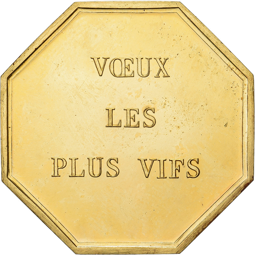 França, Token, Amour et Mariage, Voeux, Bronze Dourado, Revol, MS(63)