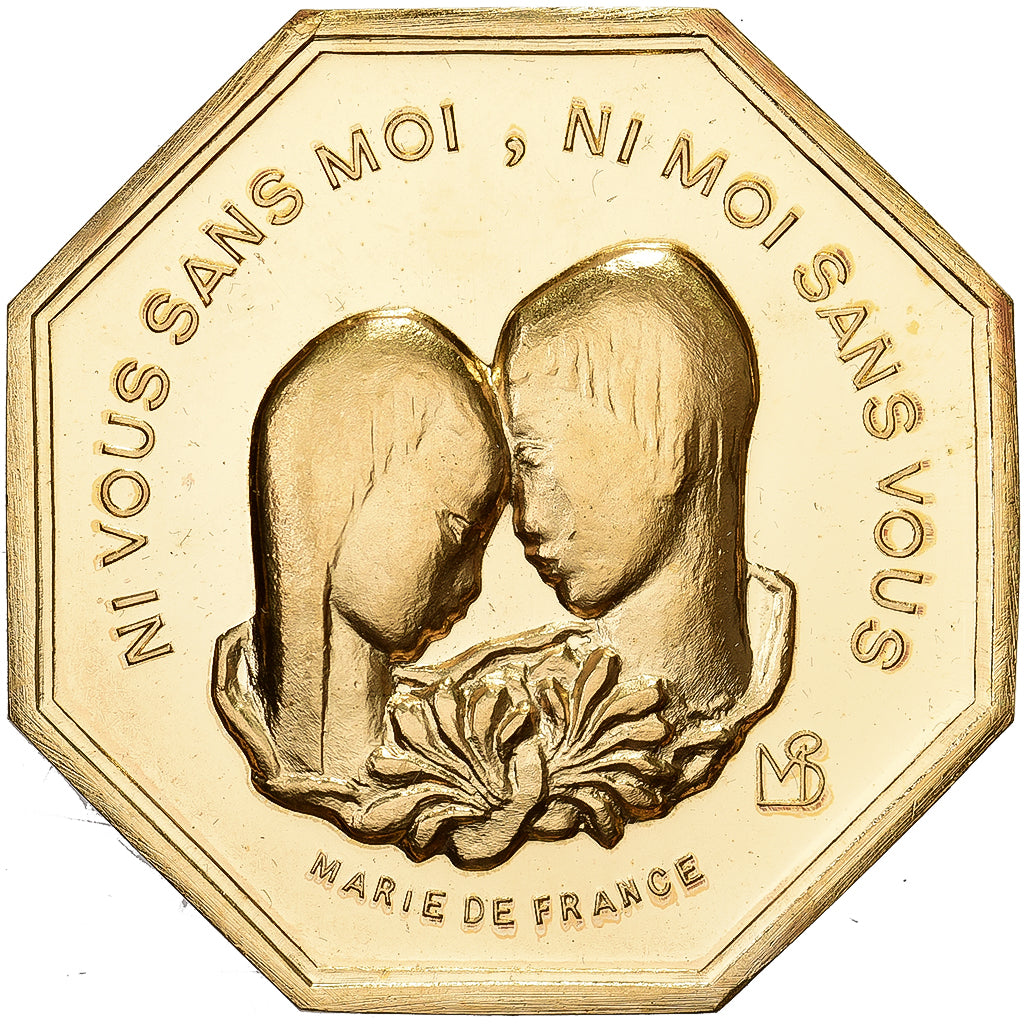 France, Token, Amour et Mariage, Voeux, Gilt Bronze, Marie de France, MS(63)