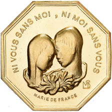 France, Jeton, Amour et Mariage, Voeux, Gilt Bronze, SPL, Marie de France
