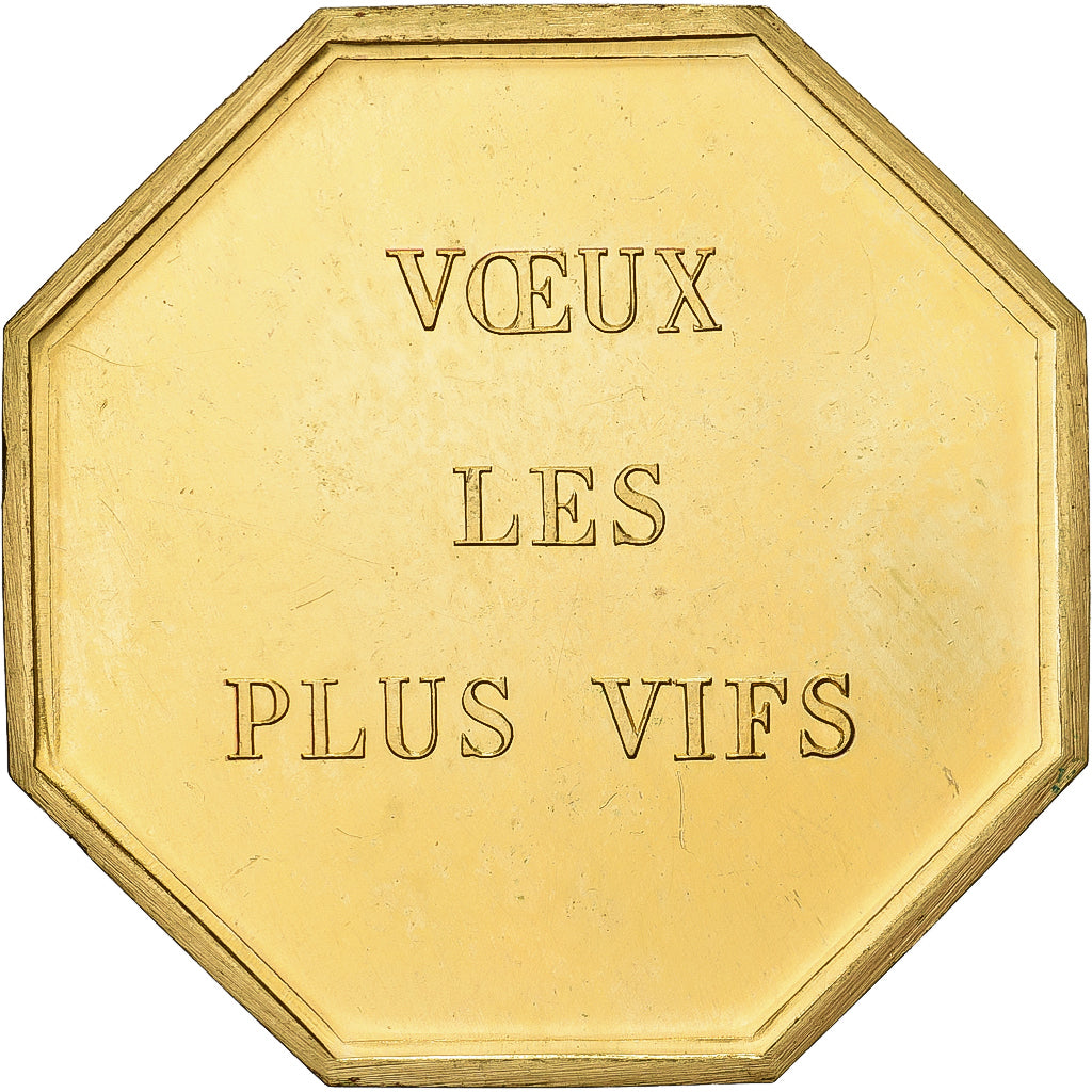 France, Token, Amour et Mariage, Voeux, Gilt Bronze, Belo, MS(63)