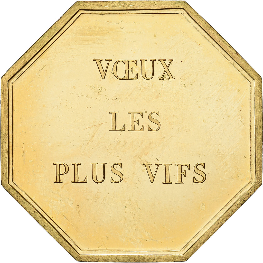 France, Token, Amour et Mariage, Voeux, Gilt Bronze, Du Feu sortir plus Vivant