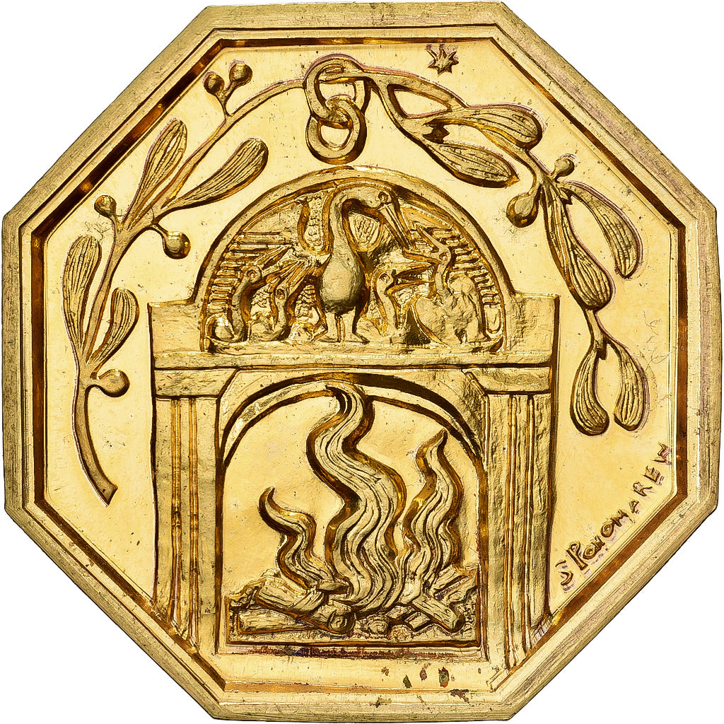 France, Token, Amour et Mariage, Voeux, Gilt Bronze, Ponomarew, MS(63)