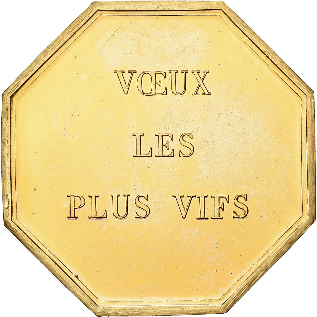 France, Token, Amour et Mariage, Voeux, Gilt Bronze, Ponomarew, MS(63)