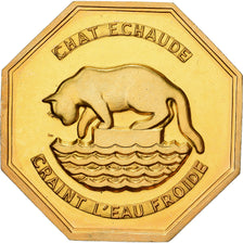 France, Token, Amour et Mariage, Voeux, Gilt Bronze, Chat, MS(63)