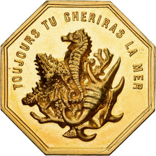 France, Jeton, Amour et Mariage, Voeux, Gilt Bronze, SPL, La Mer