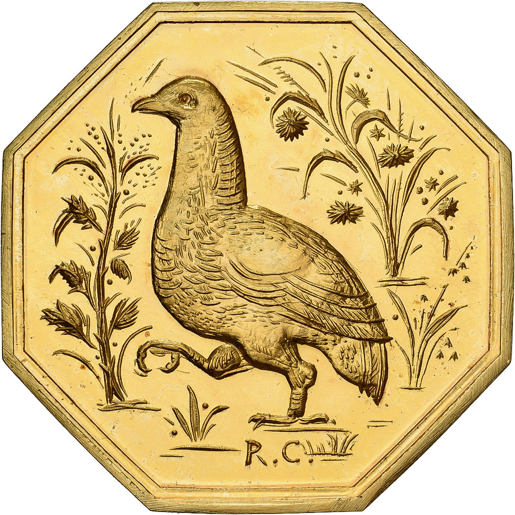 Francja, Token, Amour et Mariage, Voeux, Pokryty brązem, Perdrix, MS(63)