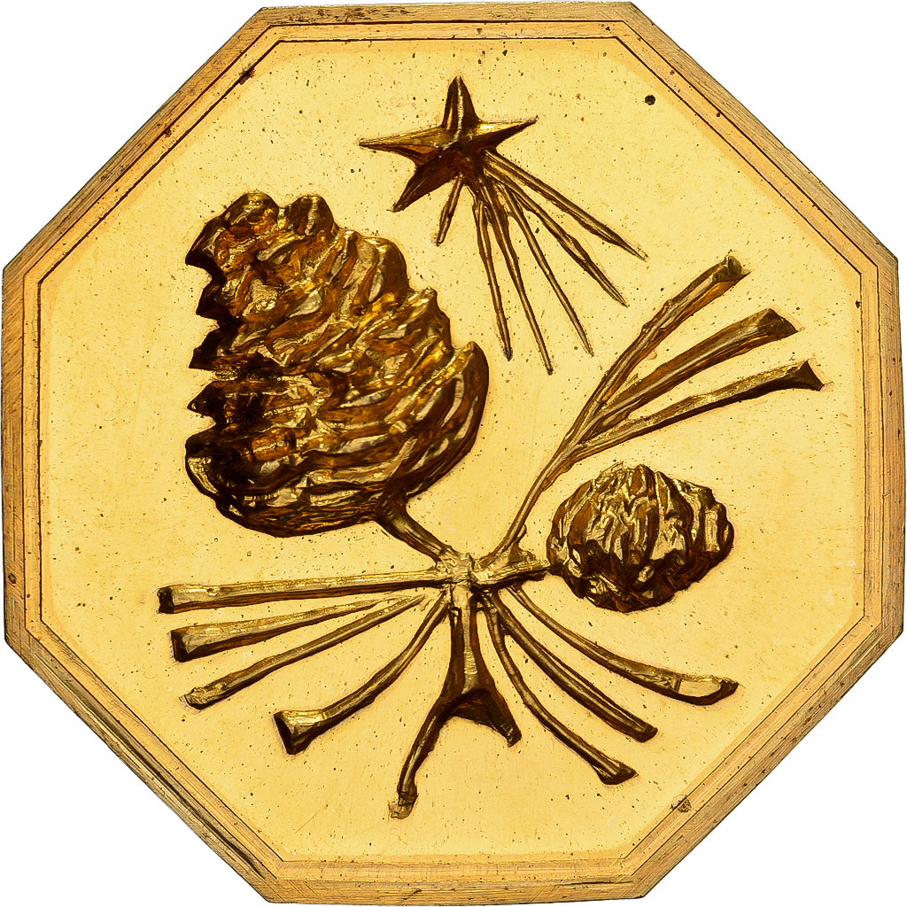 Francja, Token, Amour et Mariage, Voeux, Pokryty brązem, Pomme de Pin, MS(63)