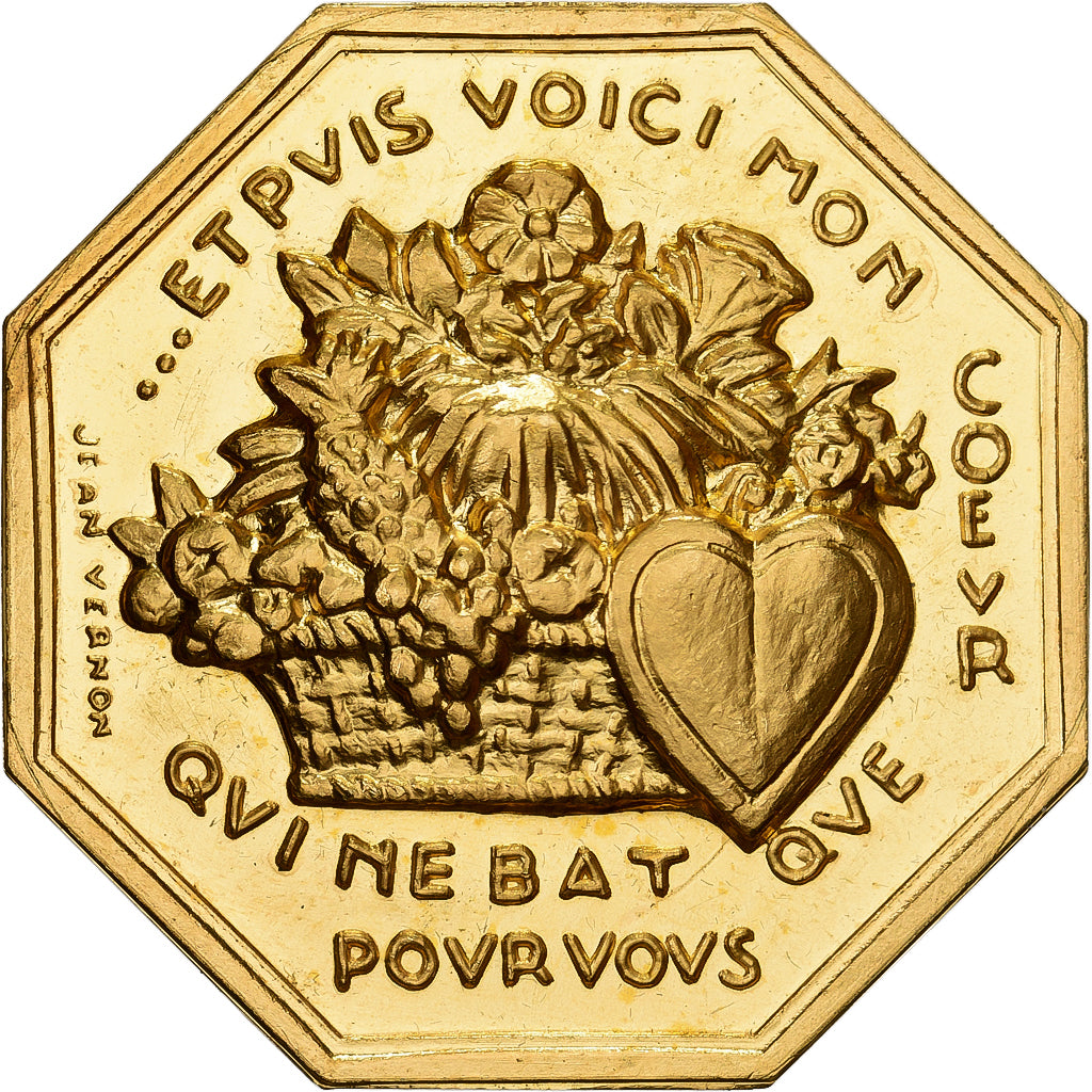 Francia, ficha, Amour et Mariage, Voeux, Bronzo dorato, Jean Vernon, SPL