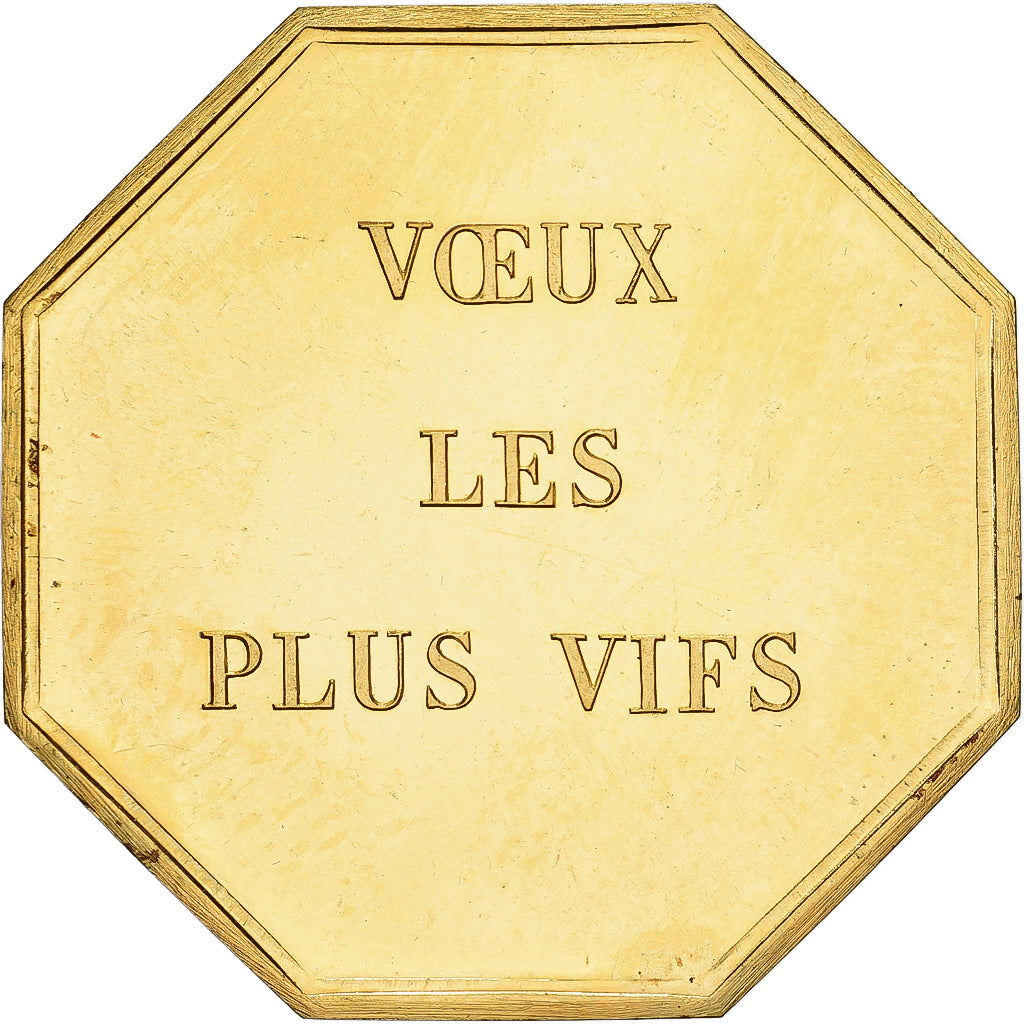 France, Token, Amour et Mariage, Voeux, Gilt Bronze, La Jarrige, MS(63)