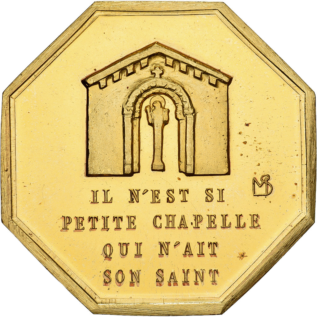 França, Token, Amour et Mariage, Voeux, Bronze Dourado, Chapelle, MS(63)