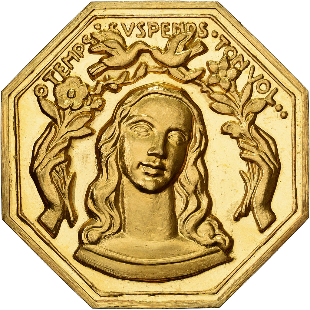 France, Token, Amour et Mariage, Voeux, Gilt Bronze, O Temps suspend ton Vol