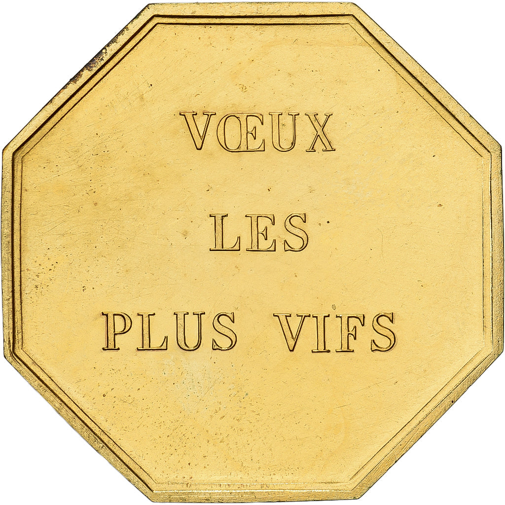France, Token, Amour et Mariage, Voeux, Gilt Bronze, MS(64)
