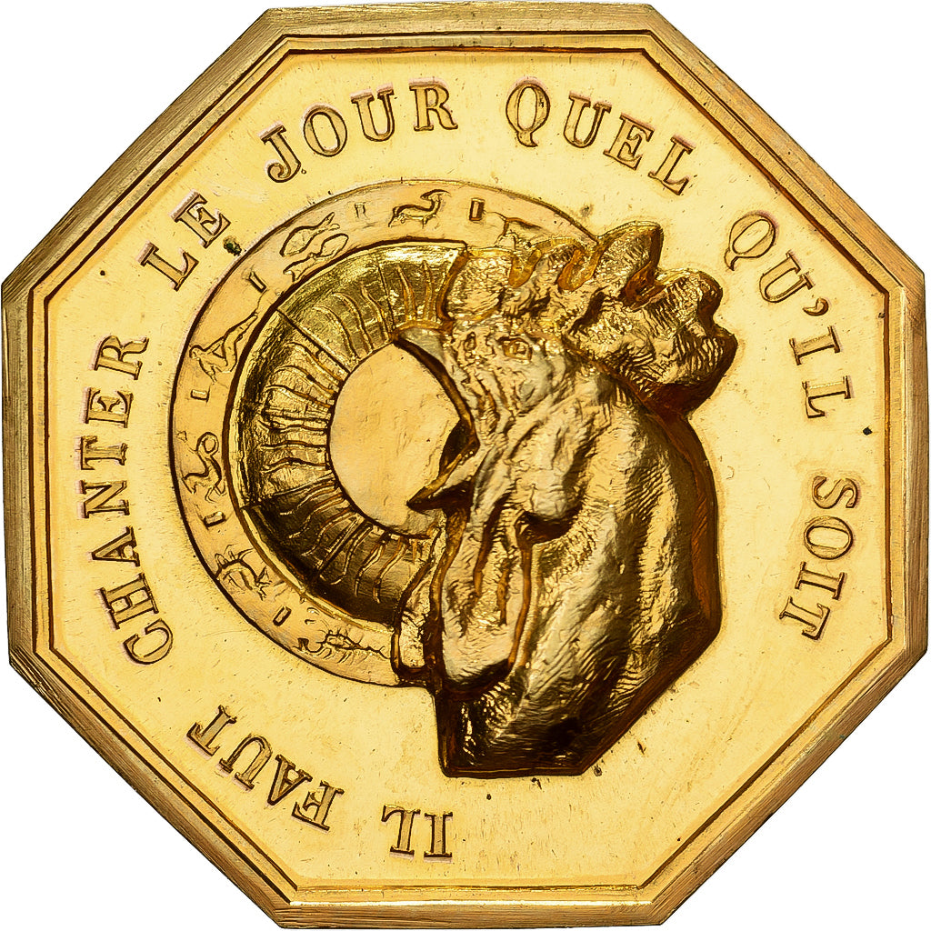 France, Token, Amour et Mariage, Voeux, Gilt Bronze, Coq, MS(63)