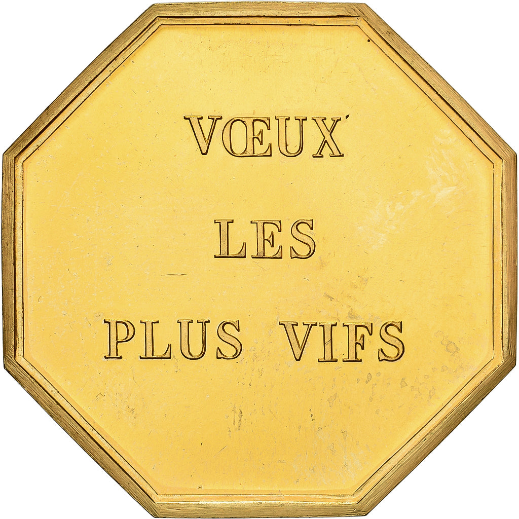 France, Token, Amour et Mariage, Voeux, Gilt Bronze, Coq, MS(63)