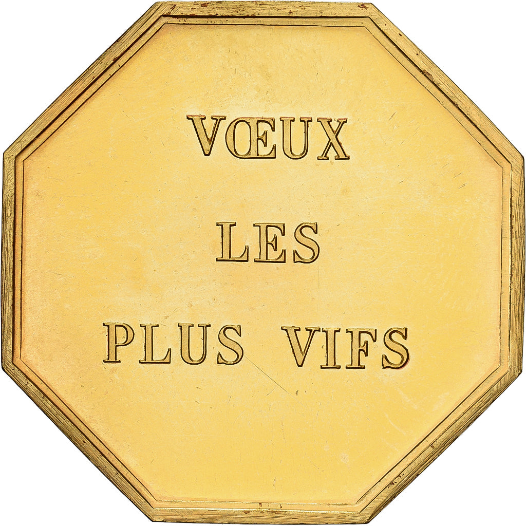 France, Token, Amour et Mariage, Voeux, Gilt Bronze, Zodiaque - Bélier, MS(63)