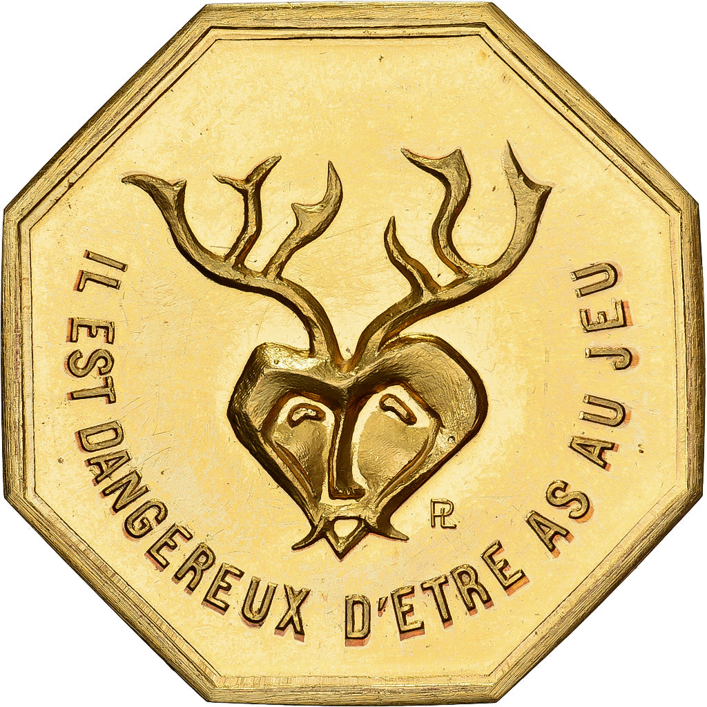France, Token, Amour et Mariage, Voeux, Gilt Bronze, As aux Jeux, MS(63)