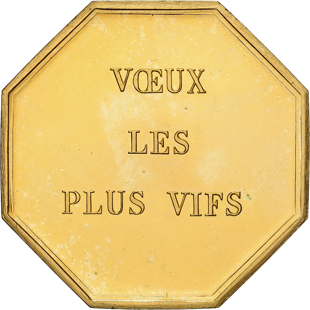 France, Token, Amour et Mariage, Voeux, Gilt Bronze, Belo, MS(63)