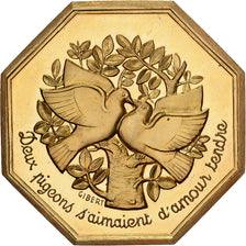 France, Token, Amour et Mariage, Voeux, Gilt Bronze, Gibert, Colombes, MS(63)