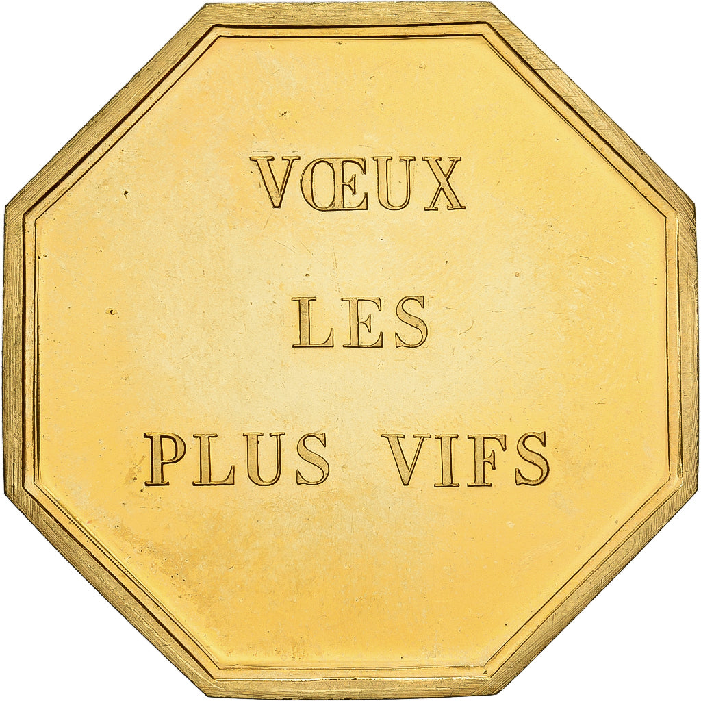 France, Token, Amour et Mariage, Voeux, Gilt Bronze, Arbres, MS(63)