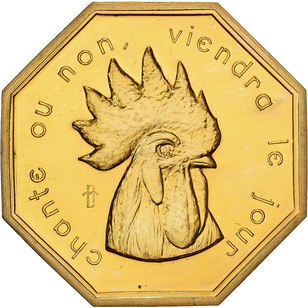 France, Jeton, Amour et Mariage, Voeux, Gilt Bronze, SPL+, Coq