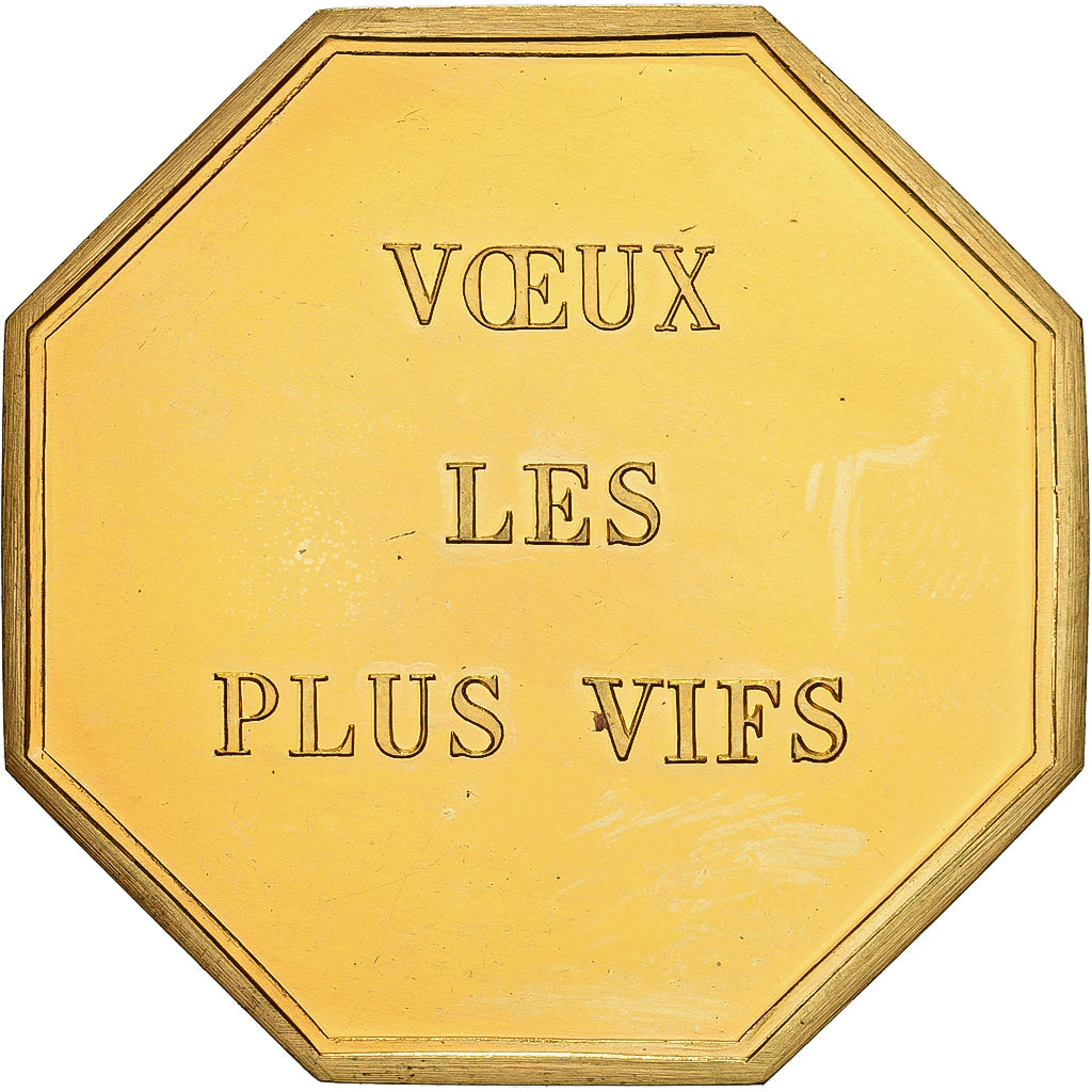 France, Jeton, Amour et Mariage, Voeux, Gilt Bronze, SPL+, Coq