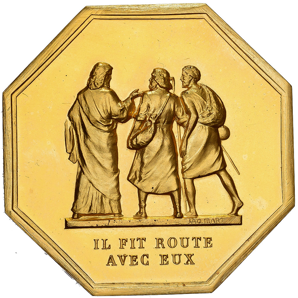 France, Token, Amour et Mariage, Voeux, Gilt Bronze, Martin, MS(64)