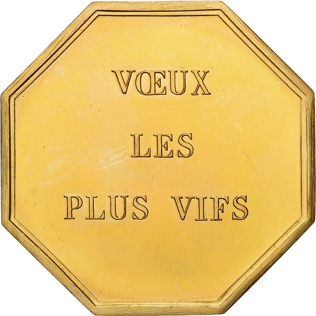France, Token, Amour et Mariage, Voeux, Gilt Bronze, Martin, MS(64)