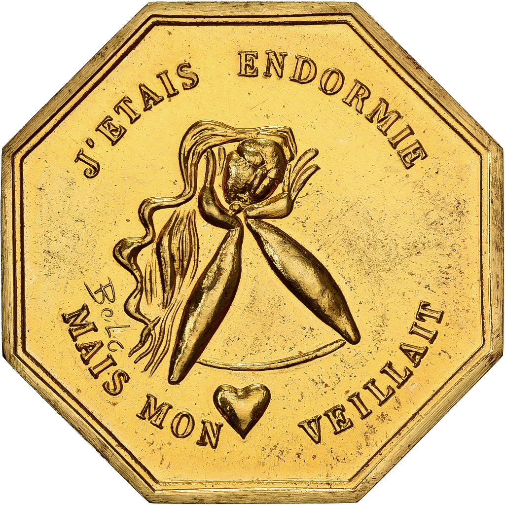 França, Token, Amour et Mariage, Voeux, Bronze Dourado, Belo, MS(63)
