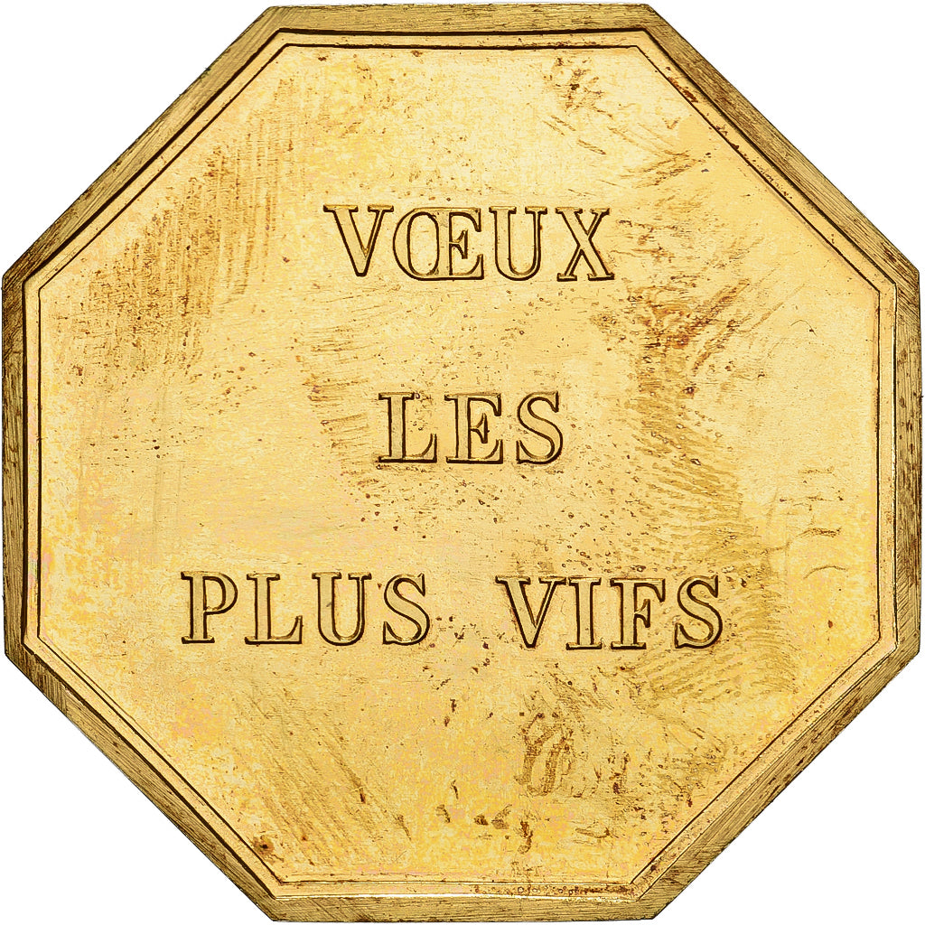 França, Token, Amour et Mariage, Voeux, Bronze Dourado, Belo, MS(63)
