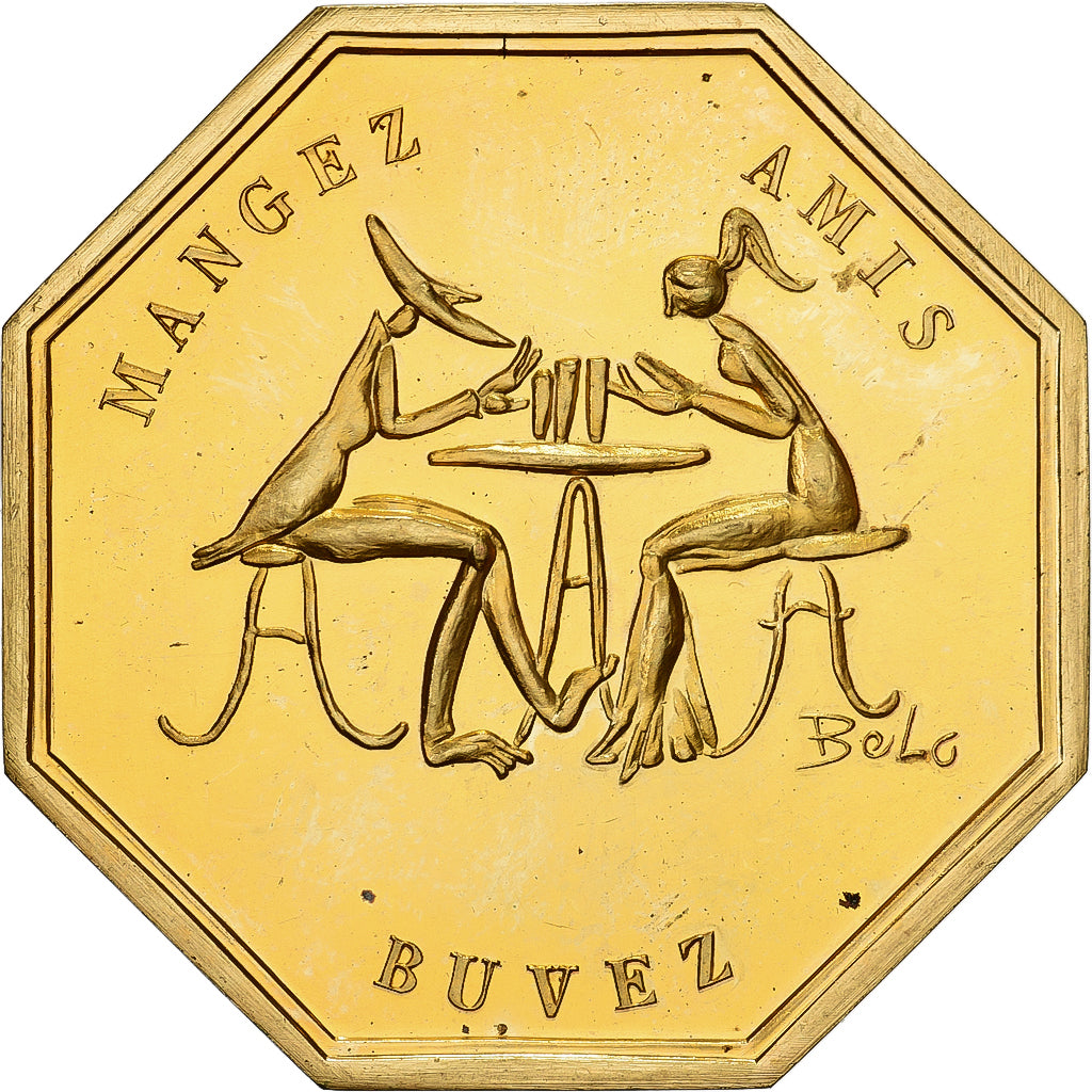 Francia, ficha, Amour et Mariage, Voeux, Bronzo dorato, Belo, SPL