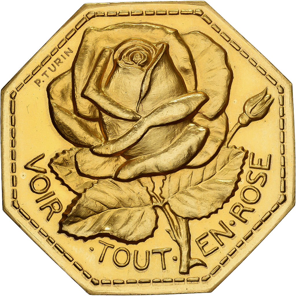 France, Jeton, Amour et Mariage, Voeux, Gilt Bronze, SPL, Turin, rose