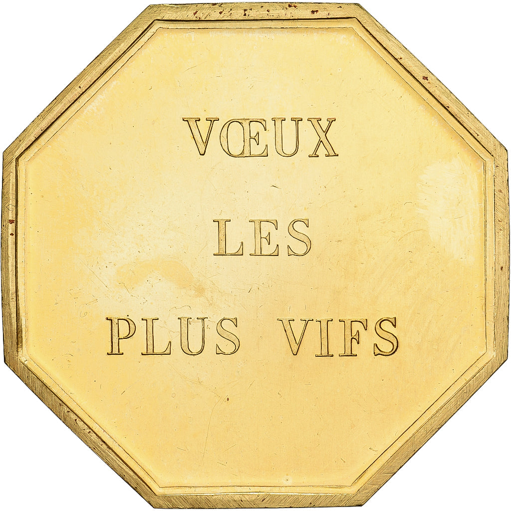 France, Token, Amour et Mariage, Voeux, Gilt Bronze, Scarpa, MS(63)
