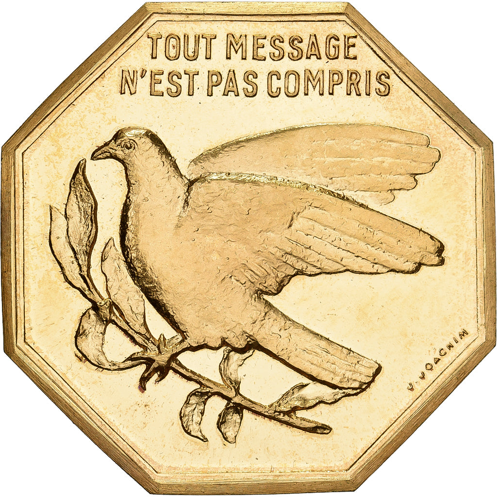 Frankrijk, Token, Amour et Mariage, Voeux, Gilt Bronze, Pigeon, UNC-