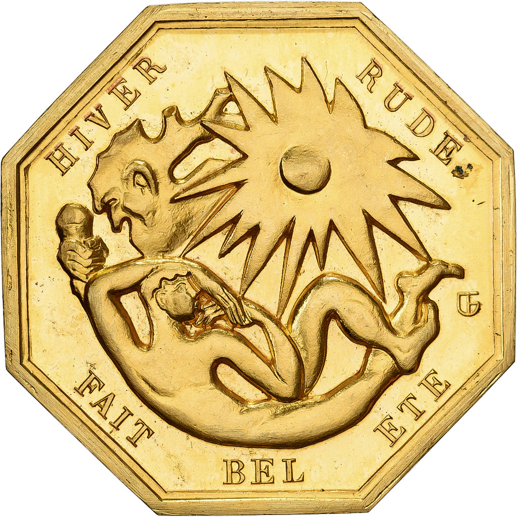 Francja, Token, Amour et Mariage, Voeux, Pokryty brązem, Hiver rude, MS(63)