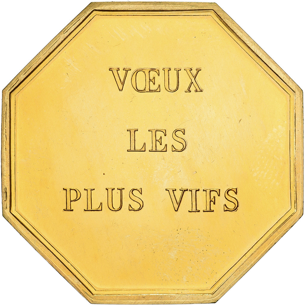 France, Token, Amour et Mariage, Voeux, Gilt Bronze, Fruits et Fleurs, MS(63)