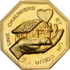 Francia, ficha, Amour et Mariage, Voeux, Bronzo dorato, Une Chaumière et un