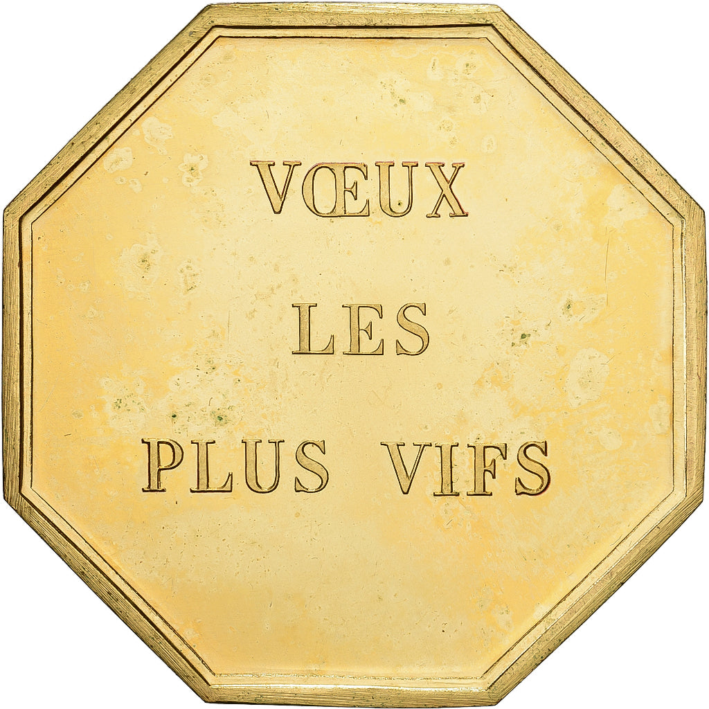 Francia, ficha, Amour et Mariage, Voeux, Bronzo dorato, Une Chaumière et un