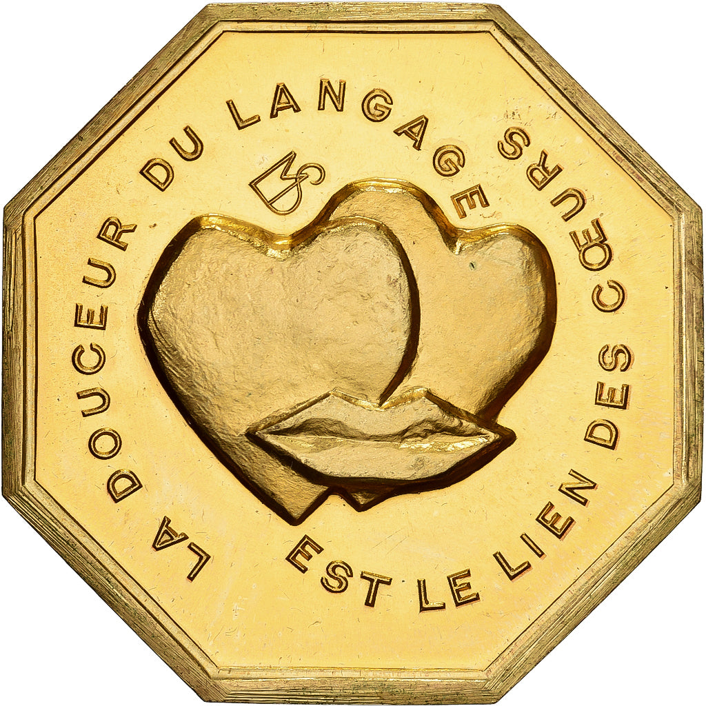 Francja, Token, Amour et Mariage, Voeux, Pokryty brązem, Coeurs, MS(63)