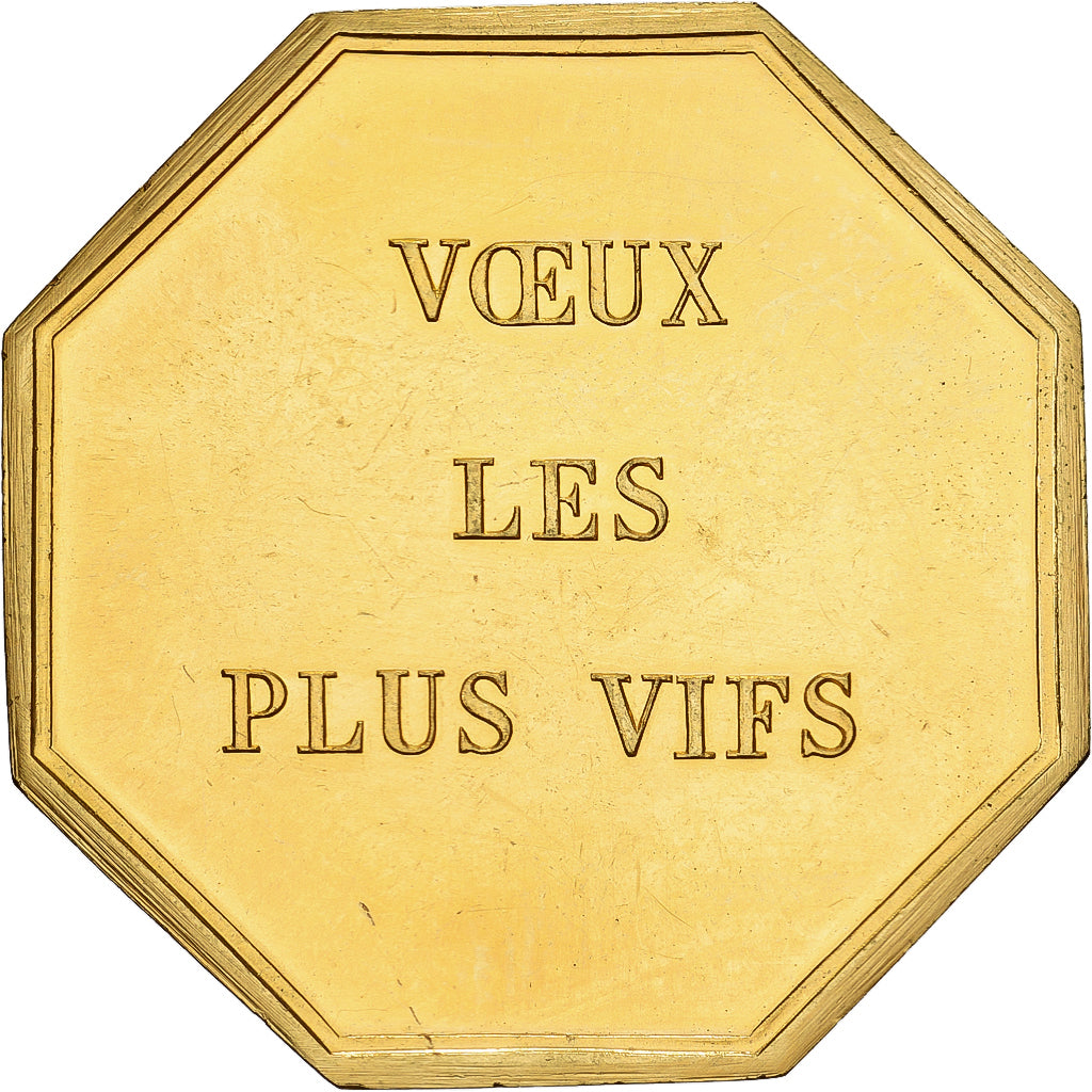 France, Token, Amour et Mariage, Voeux, Gilt Bronze, Marcel Renard, MS(63)