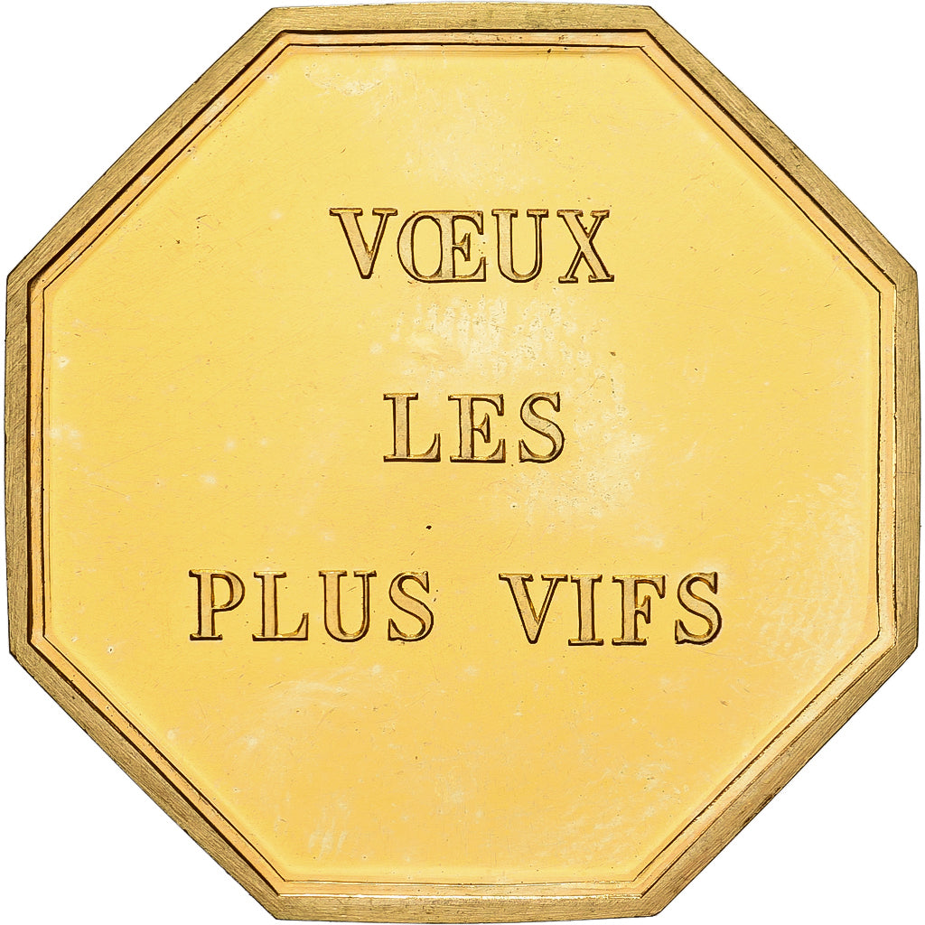France, Token, Amour et Mariage, Voeux, Gilt Bronze, Lagriffoul, MS(63)