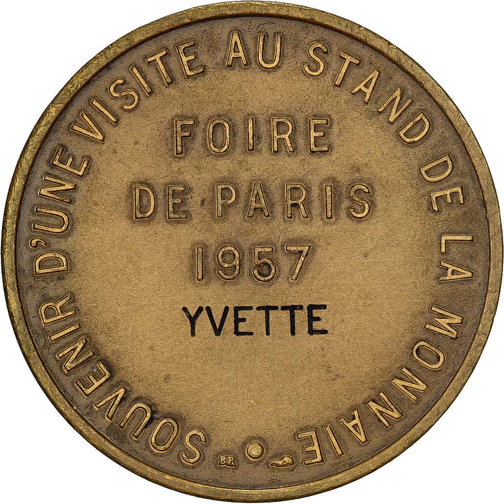Francia, ficha, Foire de Paris, Visite au stand de la Monnaie, 1957, Bronzo