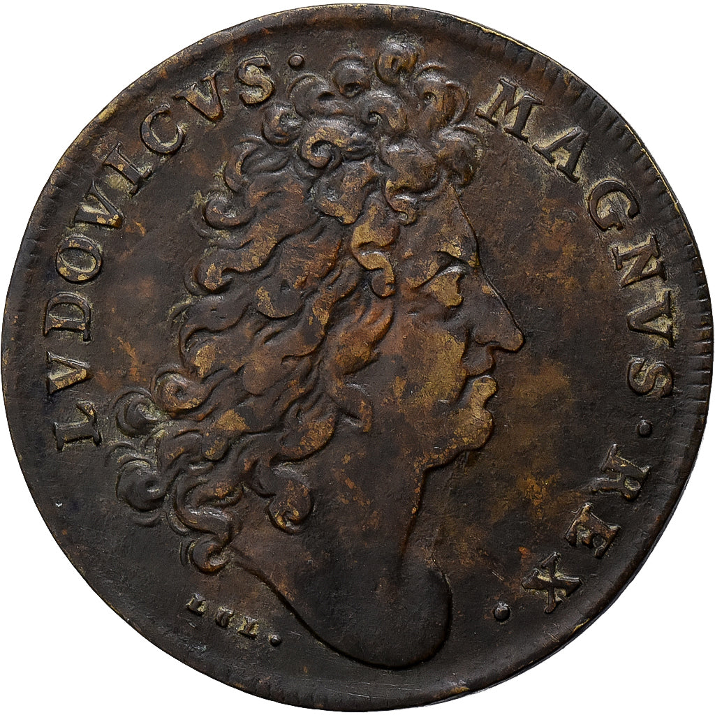France, Token, Louis XIV, Trésor Royal, Brass, VF(30-35)