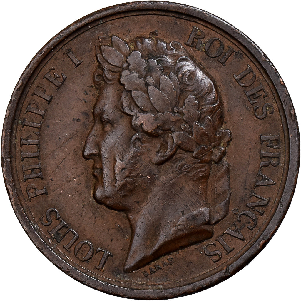 France, Token, L'Armée au Duc d'Orléans Prince Royal, 1842, Copper, VF(30-35)