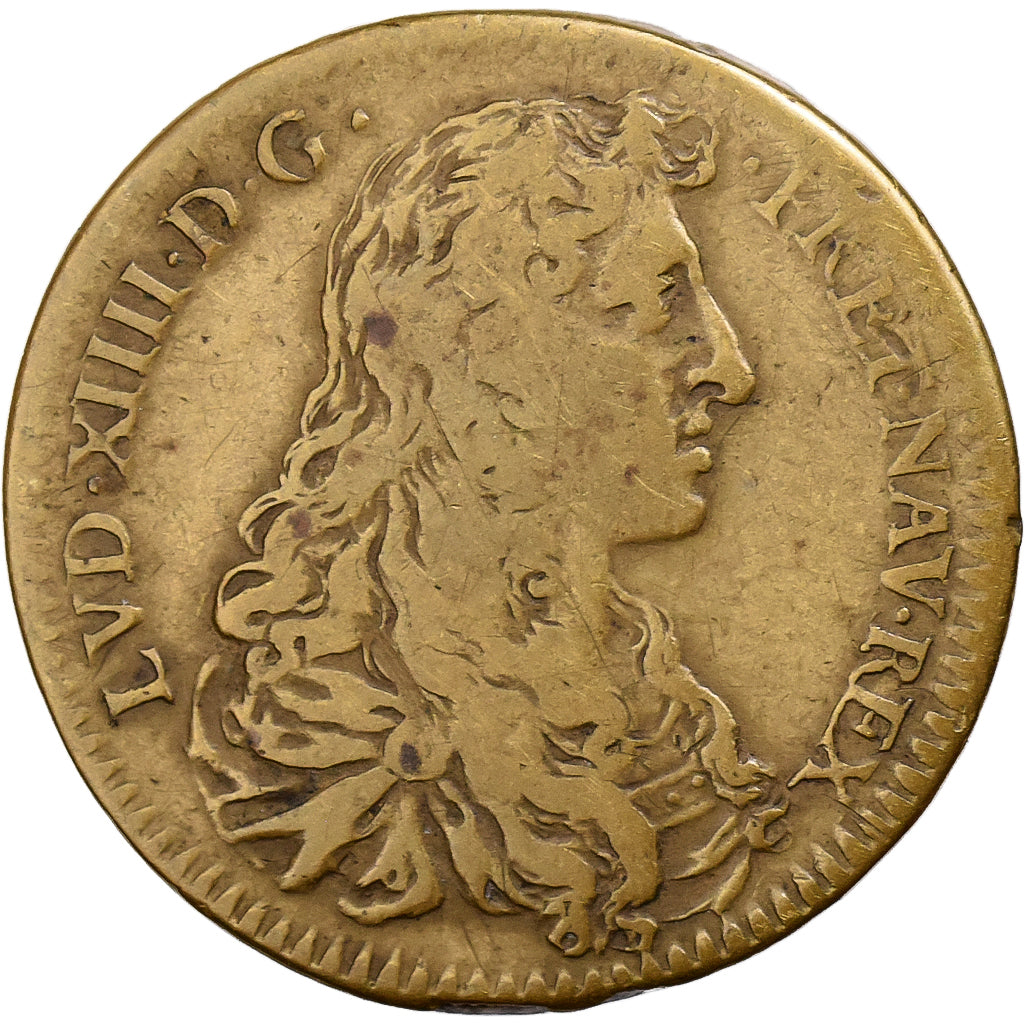 France, Token, Louis XIV, Ordinaire des Guerres, Brass, VF(30-35)