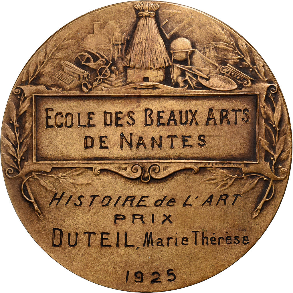 Frankrijk, Medaille, Ecole des Beaux-Arts de Nantes, 1925, Bronzen, Legastelois