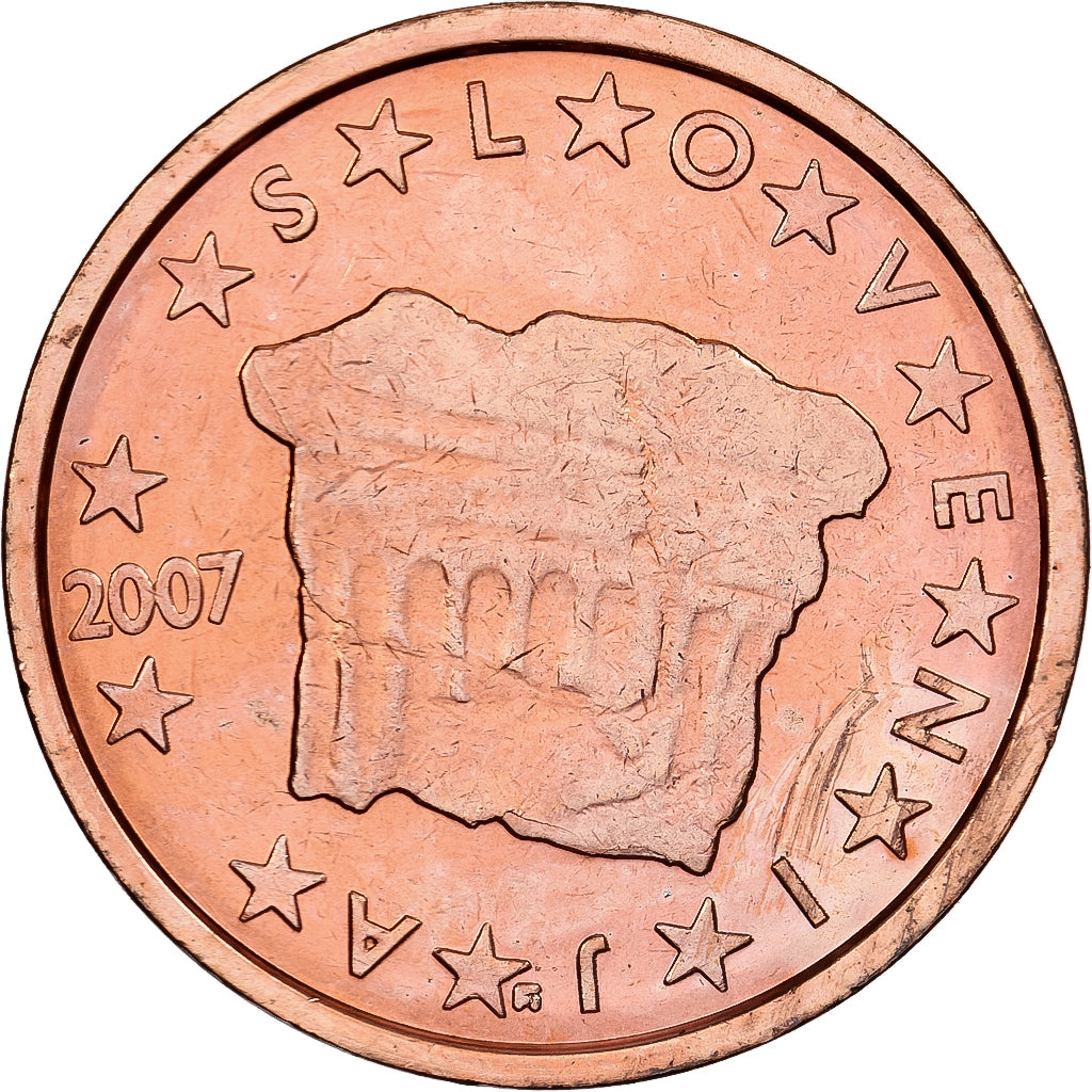 Slowenien, 2 Euro Cent, 2007, Copper Plated Steel, UNZ+
