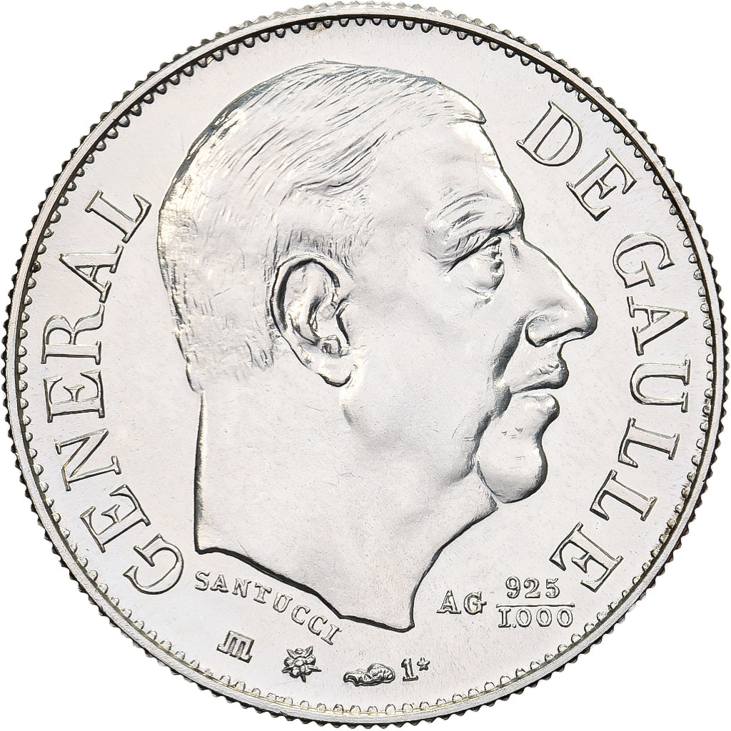 France, Medal, Charles de Gaulle, 1980, Silver, MS(65-70)
