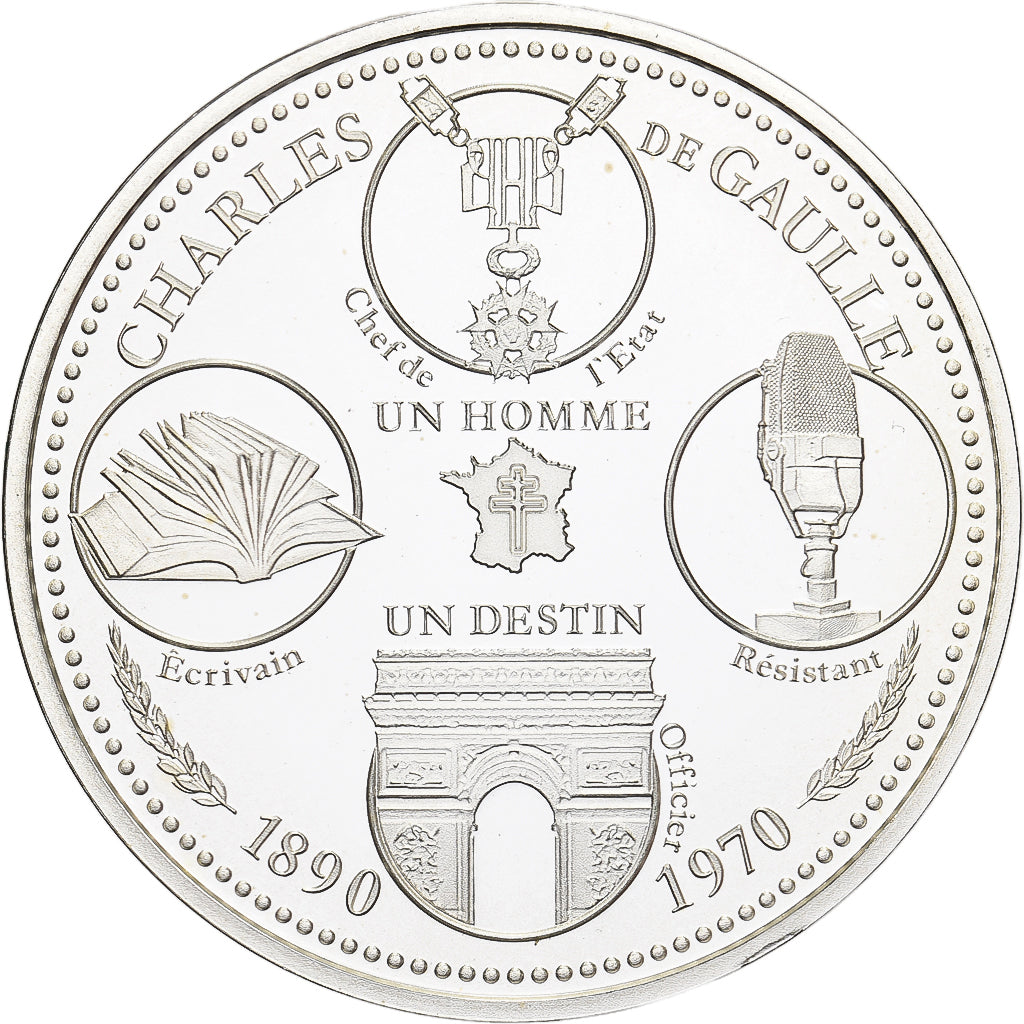France, Medal, Charles De Gaulle, 1970, Silver, MS(65-70)